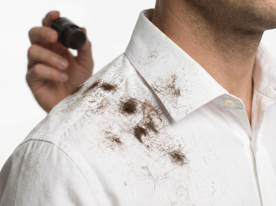 Hair fibers residue on shirt collar